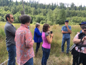 Joe Kane provided a tour and short hike on a newly acquired property of the Nisqually Land Trust. 